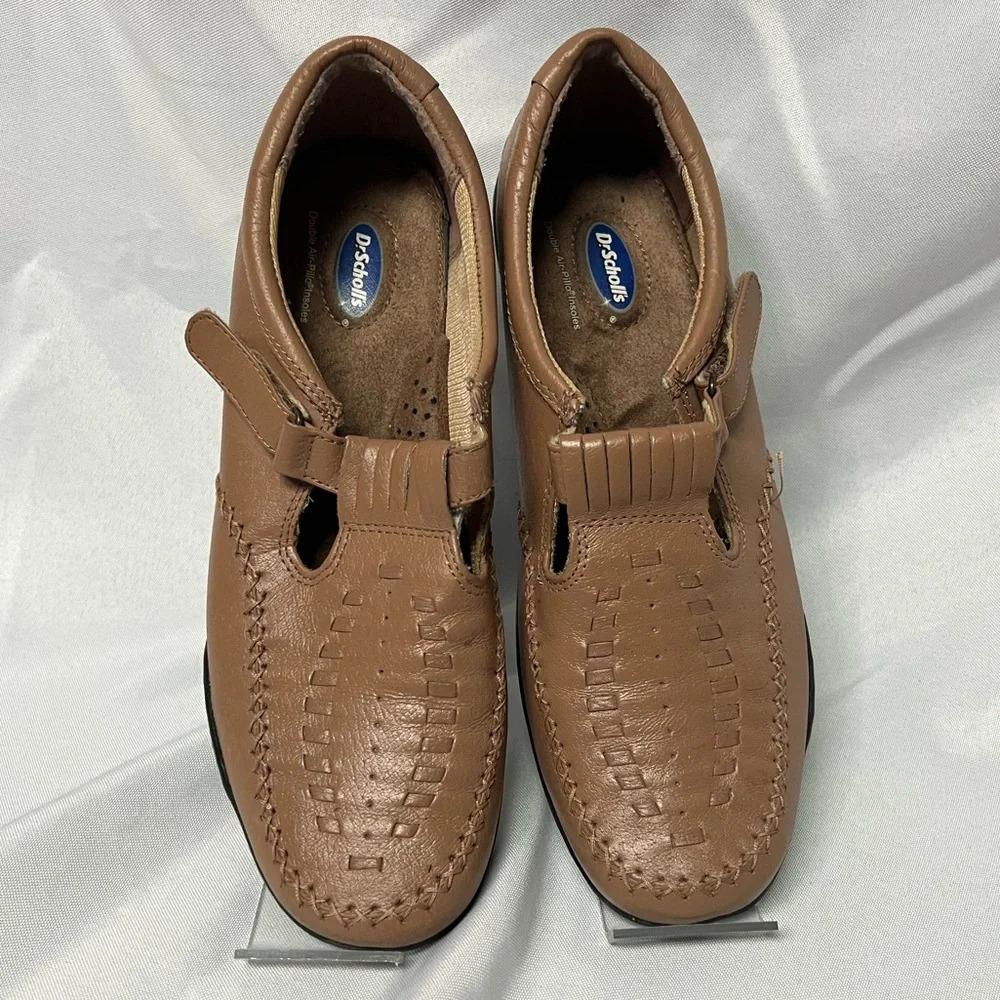 Dr. Scholl’s Tan Double Air Insoles Leather Moccasin Mary Jane Shoes - sz 8.5